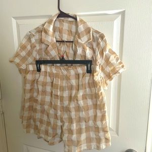 Checked print Pj short set